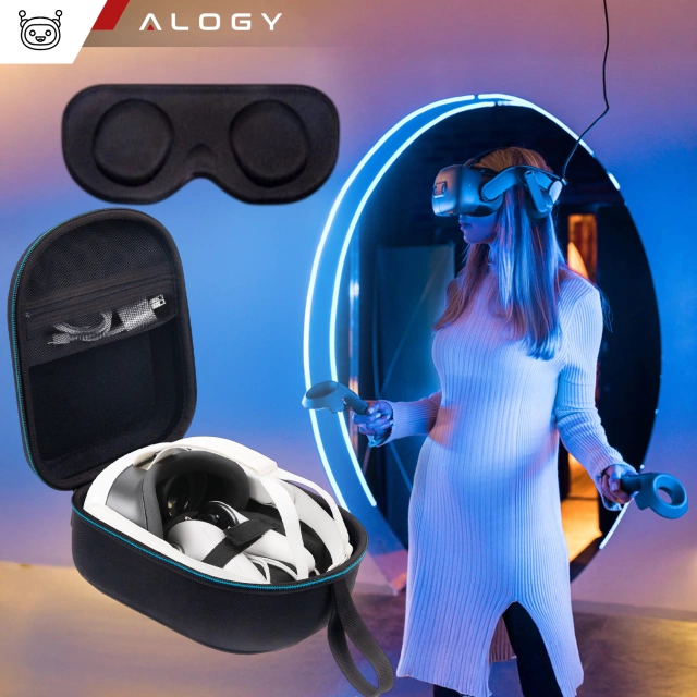 Etui ochronne do Oculus Quest 3 Alogy Hard Case obudowa ochronna + ochrona okularu Czarne