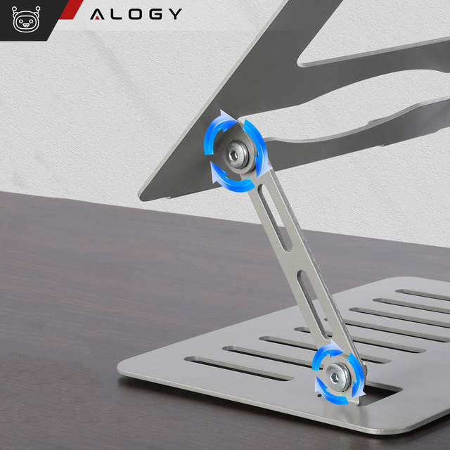 Alogy Uchwyt na laptop tablet stojak podstawka składany regulowany aluminiowy na biurko 25x21.5cm Srebrny