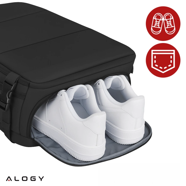 Plecak na laptopa tablet męski damski podróżny na walizkę do biura podróży Unisex 45x30x20cm Alogy Czarny