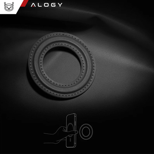 Alogy Nakładka magnetyczna Uniwersalna Blaszka Pierścień Uchwyt do MagSafe Magnetic Ring czarna