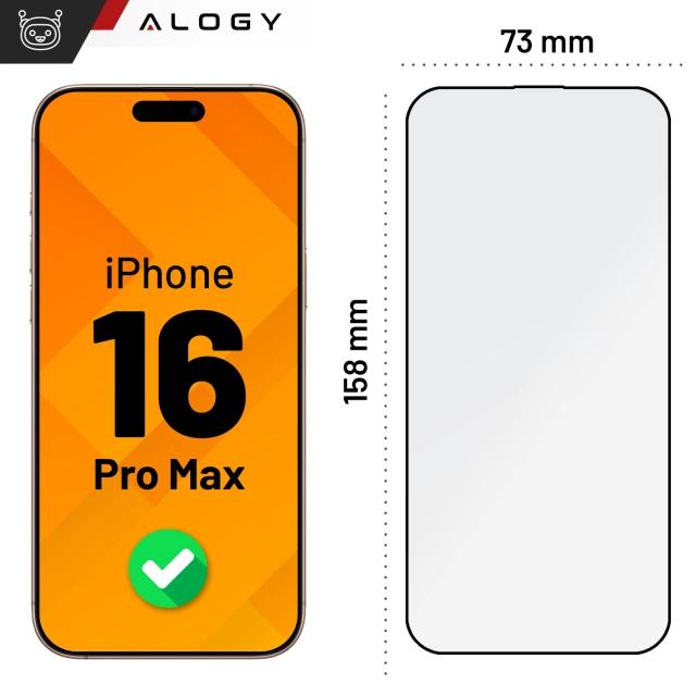 Szkło hartowane do Apple iPhone 16 Pro Max ochronne szkiełko na ekran 9H Alogy EasyShield™️ z ramką montażową