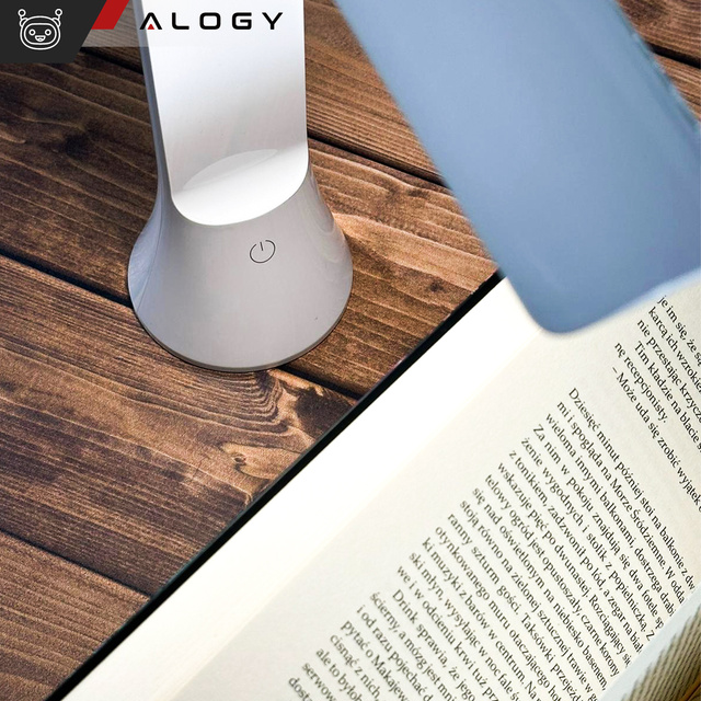 Alogy Lampka LED nocna biurkowa 2w1 Lampa i Latarka 3 tryby Bezprzewodowa Regulacja światła Biała