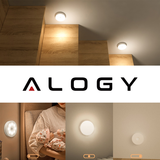 3x Alogy Lampka LED z czujnikiem ruchu Sensor Light Bezprzewodowa lampa nocna oświetlenie meblowe Światło ciepłe