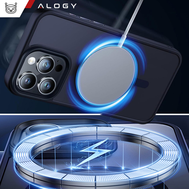 Alogy Etui ochronne do iPhone 15 Pro Ring Case obudowa na telefon do MagSafe Granatowe