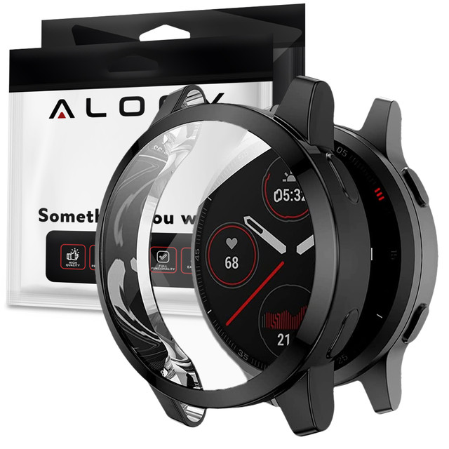 Alogy Etui silikonowe na zegarek z folią ochronną do Garmin Venu 2s 40mm Czarne