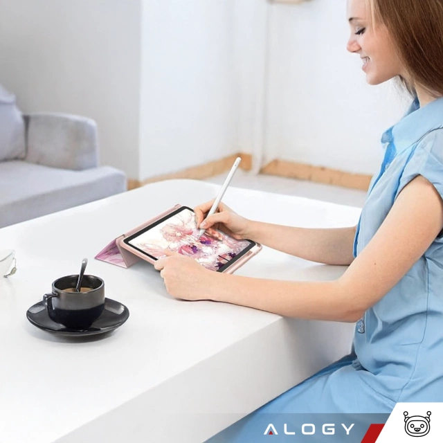 Etui hybrydowe z miejscem na rysik do Apple iPad Air 11" (2024,2025) / Air 10.9" (2020,2022) / Pro 11 (2018) Alogy Hybrid Book Cover Case Marble Różowe