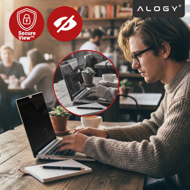 Magnetyczna folia prywatyzująca do Macbook Pro 14" 2021-2024 – ochrona prywatności, łatwy montaż, pokrowiec do przechowywania, redukcja odblasków – Alogy SecureView™