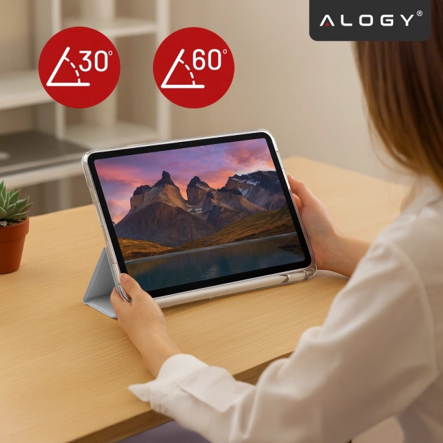 Etui do Apple iPad 11gen. 11" 2025 / 10gen. 10.9" 2022 Ochronne Hybrydowe z Miejscem na Rysik, Składana Okładka, Funkcja Podstawki, Alogy HybridBook™ Case  – Szare