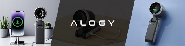 Wiatrak Mini wentylator Cyrkulator powietrza Alogy SmartFan™ Neck wiatraczek ręczny biurkowy z paskiem na szyję wyświetlacz LED 3600mAh Czarny