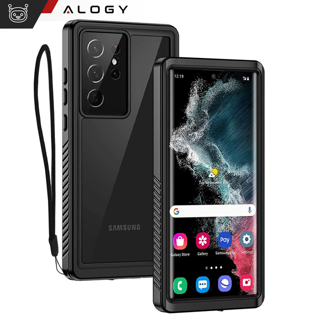 Alogy Etui wodoodporne do Samsung Galaxy S22 Ultra 360 Pancerne Armor IP68 ze smyczką Czarne