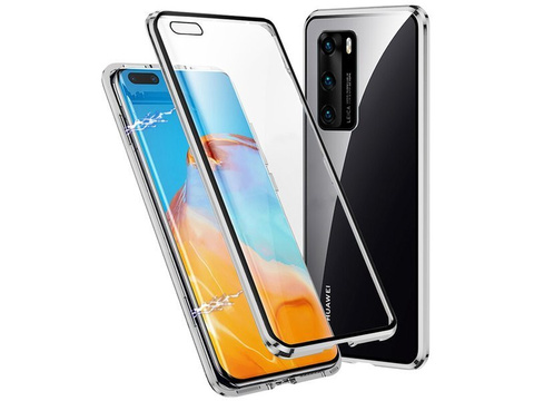 Etui na telefon magnetyczne Dr.Fit szklane do Huawei P40 Srebrne