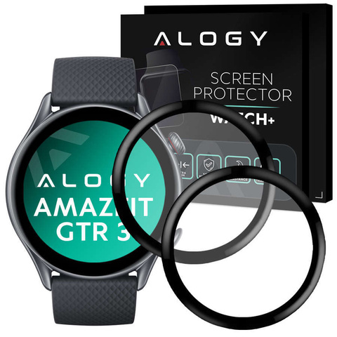 Alogy 2x Szkło na smartwatch elastyczne 3D do Xiaomi Amazfit GTR 3 Black