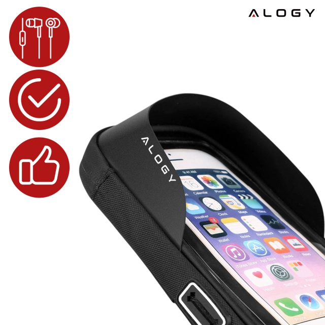 Alogy Etui torba wodoodporna rowerowa sakwa na rower na telefon 6.4 cali uchwyt na kierownicę 0.5L czarna