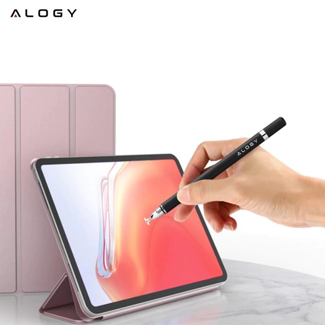 Alogy Rysik dotykowy 2w1 do ekranu telefonu tabletu z długopisem pojemnościowy Czarny