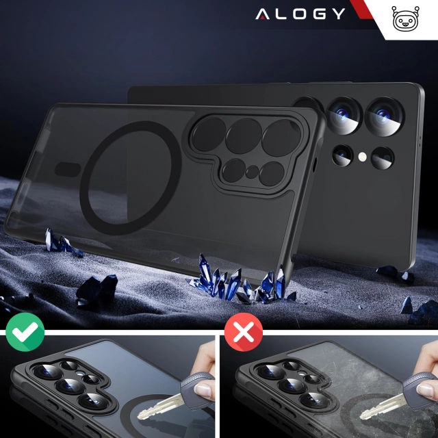 Etui do Samsung Galaxy S25 Ultra obudowa ochronna na telefon Alogy Matte HybridMag™️ Case do MagSafe Matowe Czarne + Szkło Hartowane