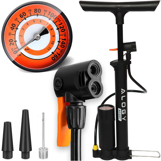 Alogy Pompka rowerowa 160psi z manometrem z uchwytem ręczna przenośna Czarna