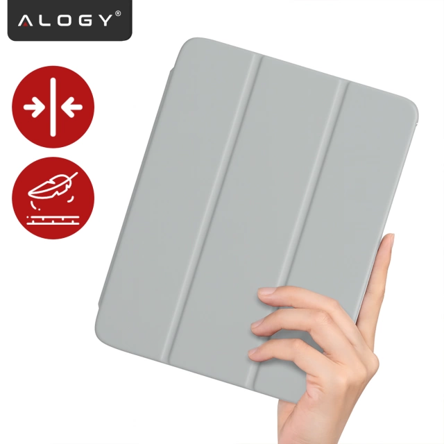 Etui do Apple iPad 11gen. 11" 2025 / 10gen. 10.9" 2022 Ochronne Hybrydowe z Miejscem na Rysik, Składana Okładka, Funkcja Podstawki, Alogy HybridBook™ Case  – Szare