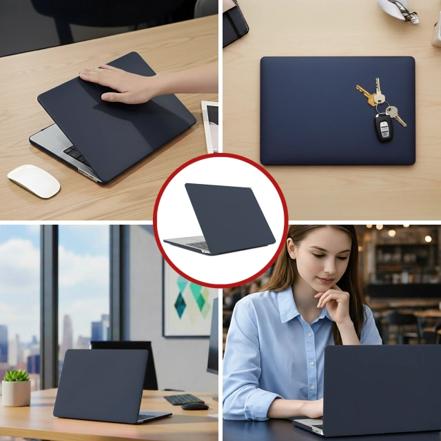 Etui do Apple Macbook Air 15 2023-2025 (M2/M3/M4) – elastyczna, matowa obudowa ochronna, lekka i odporna – Alogy AirGuard™ Granatowy