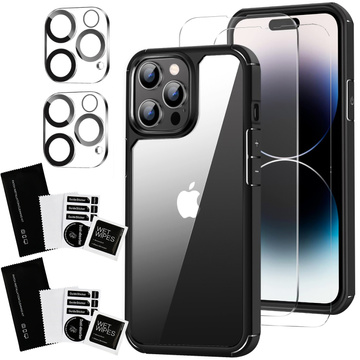 Alogy Hybrid Case Etui pancerne + 2x Szkło na ekran + 2x obiektyw do Apple iPhone 14 Pro Max Zestaw 5w1