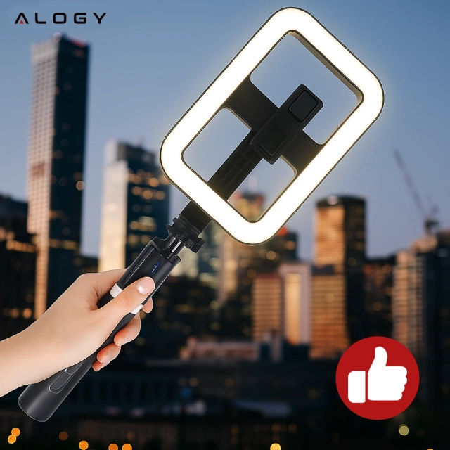 Kijek Selfie Stick Alogy GlowStick™ Pro Tripod Selfie z pilotem i lampą LED do zdjęć makijażu nagrywania filmików długi 132cm Czarny
