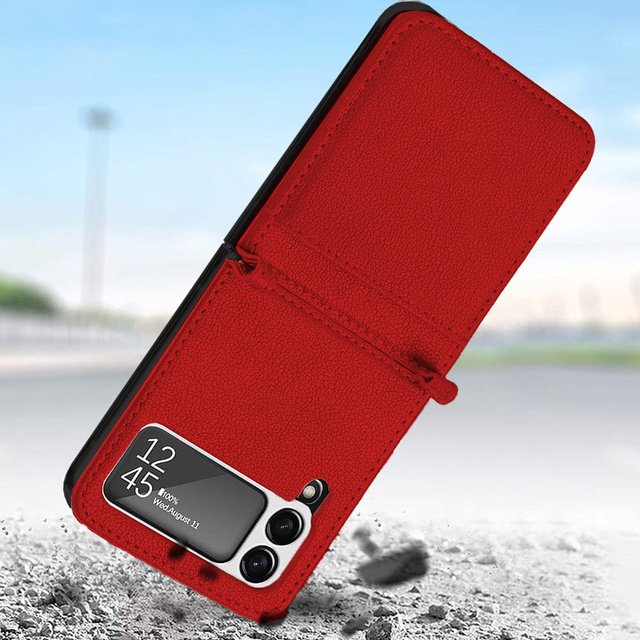 Alogy Etui na telefon z klapką portfel skórzane do Samsung Galaxy Z Flip 3 5G Czerwone