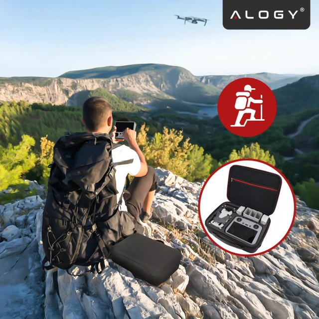Alogy Hard Case Pokrowiec sztywny kuferek walizka etui do drona DJI Mini 4 Pro / DJI Mini 3 Pro / Mini 3 twarde z paskiem Czarny