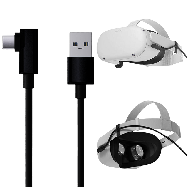 Alogy Kabel do okularów VR przewód USB do USB Type-C 5m do Oculus Link Quest 1 2 Czarny