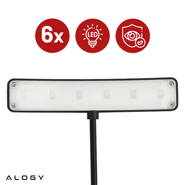 Lampa biurkowa Alogy LED z klipsem do czytania Czarna