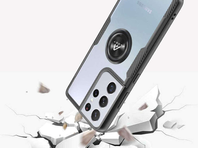 Alogy Etui na telefon Ring Holder Clear Armor do Galaxy S21 Ultra czarne