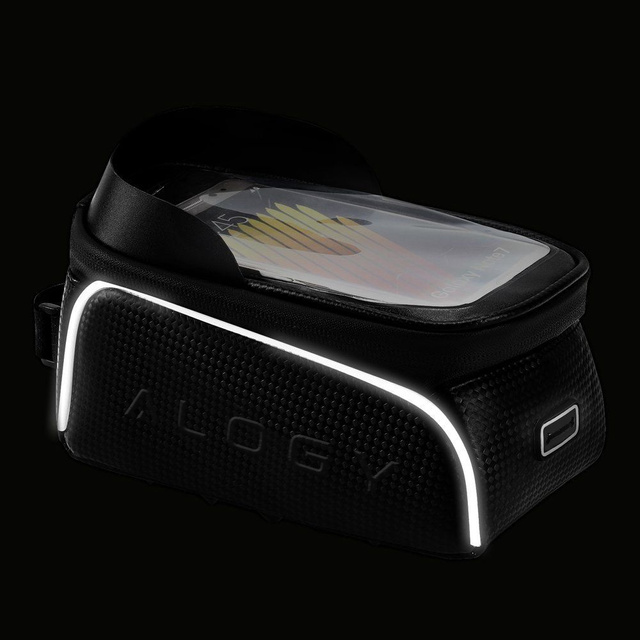 Alogy Sakwa 2L Torba rowerowa na rower uchwyt na telefon do 6.7" na ramę Czarna