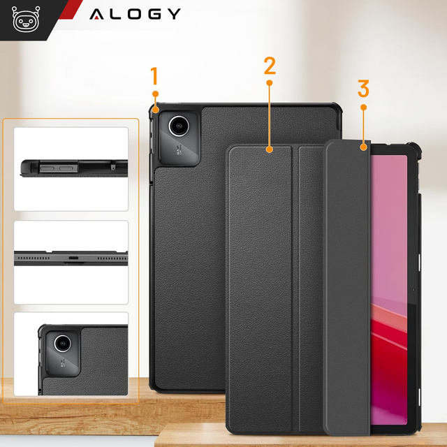 Etui do Lenovo Tab K11 / K11E 11”/ M11 10.95" TB330FU / TB330XU / TB331FC Book Case Cover z klapką obudowa futerał pokrowiec Alogy Szare + Rysik