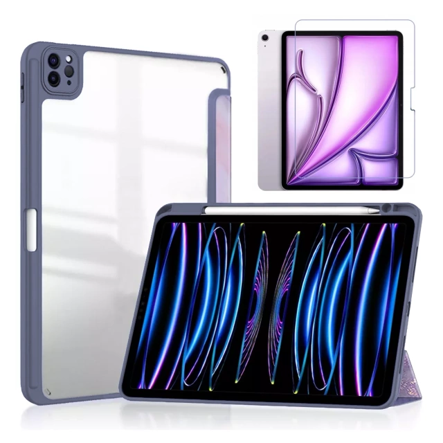 Etui hybrydowe z miejscem na rysik do Apple iPad Air 11" gen 7/6/5/4 | iPad Pro 11" 2018 Alogy Hybrid Book Cover Case Marble Fioletowe
