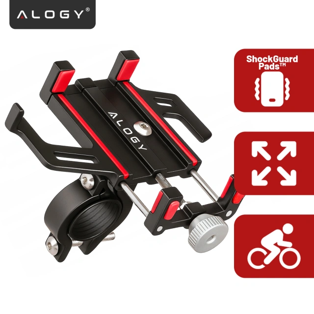 Alogy Uchwyt rowerowy Bike Phone Holder do telefonu 55-95mm na kierownicę na rower hulajnogę motor Czarny