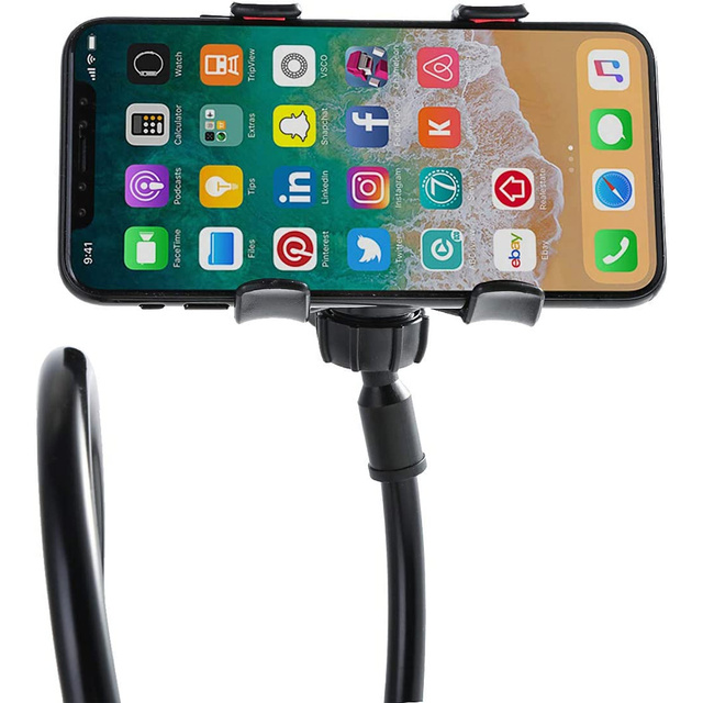 Alogy Uchwyt elastyczny z klipsem na biurko statyw giętki Holder uniwersalny na telefon / Czarny