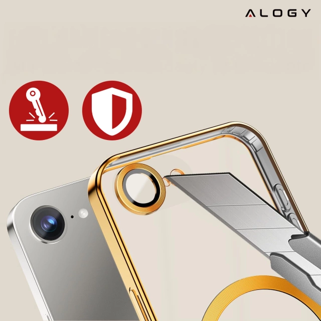 Etui do Apple iPhone 16e Alogy LuxeShield™️ Glamour Luxury Ring obudowa do MagSafe z osłoną aparatów Złote