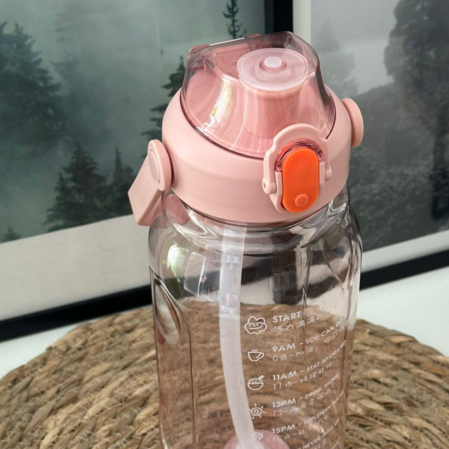 Alogy Butelka ze słomką Time Marker Water Bottle with Straw with Handle 1500ml