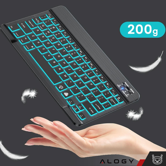 Alogy RGB LED Klawiatura Bezprzewodowa Bluetooth iOS/Android/Windows Czarna
