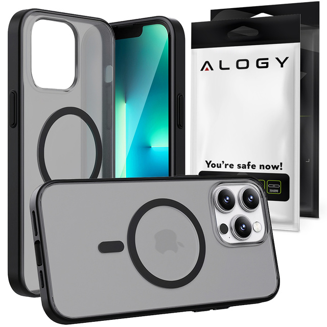 Alogy MagCase do MagSafe Etui matowe obudowa z pierścieniem magnetycznym do Apple iPhone 13 Pro Czarne