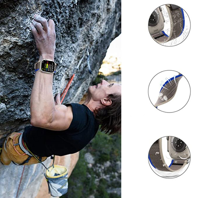 Alogy Pasek nylonowy Sport Strap na rzep do Apple Watch 1/2/3/4/5/6/7/8/SE (38/40/41mm) Niebiesko-szary