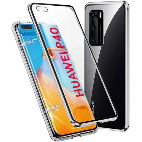 Etui na telefon magnetyczne Dr.Fit szklane do Huawei P40 Srebrne