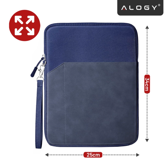 Torba Wsuwka Uniwersalna na tablet laptop 12–13" z Smyczką i Kieszonką, Ochronna, Wodoodporna, Miękkie Wnętrze Alogy SleeveBag™ – Etui do MacBook, iPad, Samsung, Lenovo, Xiaomi, Granatowy