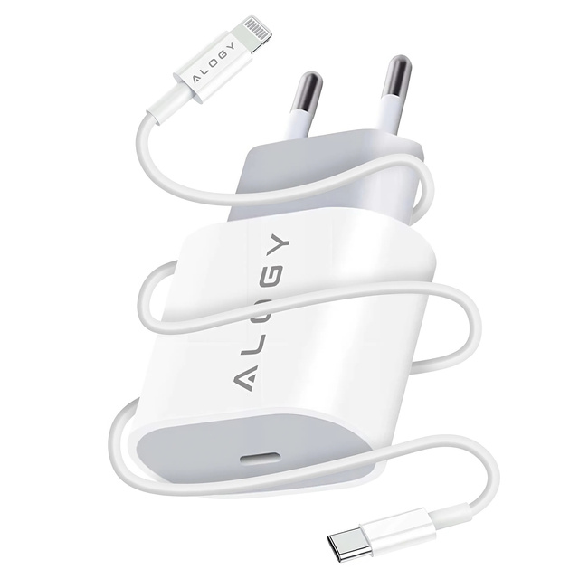 Alogy Ładowarka sieciowa szybka USB-C PD 20W + Kabel Lightning do iPhone 1m Biały