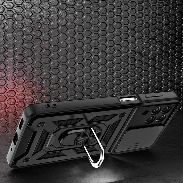 Alogy Etui na telefon obudowa z osłoną aparatu Camshield Stand Ring do Samsung Galaxy M53 5G czarne