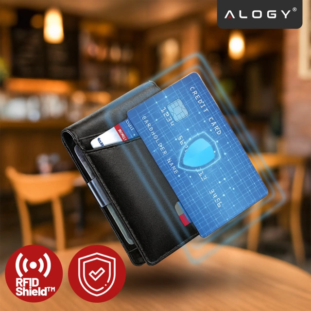 Portfel RFID Etui ochronne blokujące sygnał na karty dokumenty Alogy Small męski damski Wallet Czarny