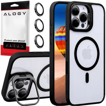 Alogy Etui hybrydowe ochronne do Apple iPhone 16 Pro KickStand Hybrid Case z podpórką do MagSafe Czarne