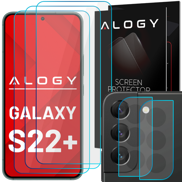 3x Szkło hartowane na ekran 9h + 2x Szkło na obiektyw Alogy Glass Pack do Samsung Galaxy S22 Plus