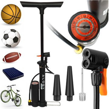 Alogy Pompka rowerowa 160psi z manometrem z uchwytem ręczna przenośna Czarna