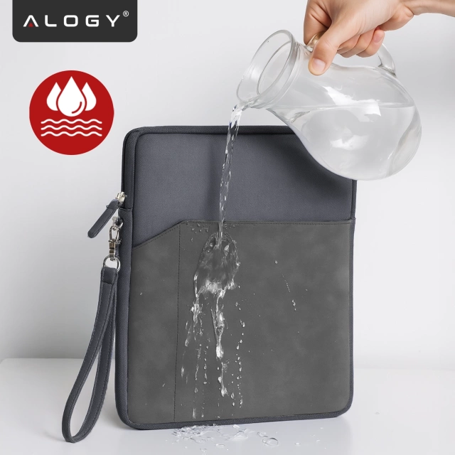 Torba Wsuwka Uniwersalna na tablet laptop 12–13" z Smyczką i Kieszonką, Ochronna, Wodoodporna, Miękkie Wnętrze Alogy SleeveBag™ – Etui do MacBook, iPad, Samsung, Lenovo, Xiaomi, Szary