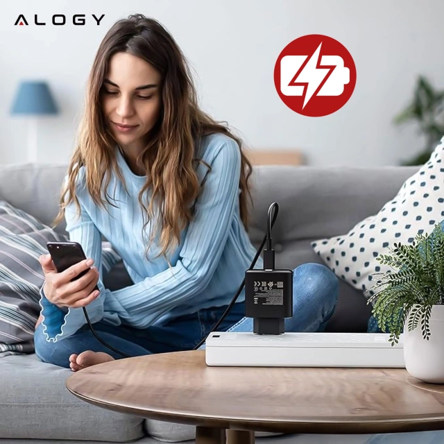 Alogy Ładowarka sieciowa USB-C typ C PD Premium szybka 45W 3A + Kabel Type-C 1M czarna