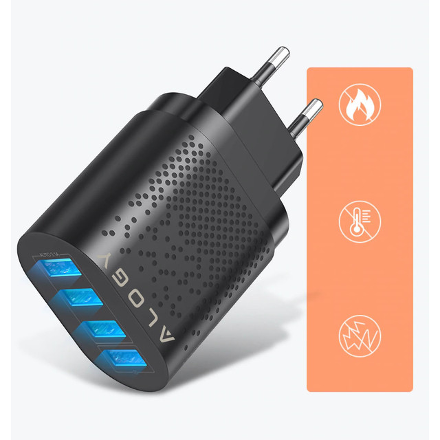 Alogy Ładowarka sieciowa szybka 4x USB Quick Charge 3.0 2.4A Czarna